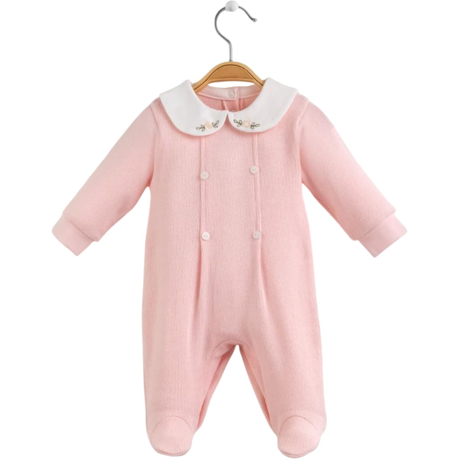 Fiyonk Nakışlı Bebe Yaka  Patikli Bebek Tulumu