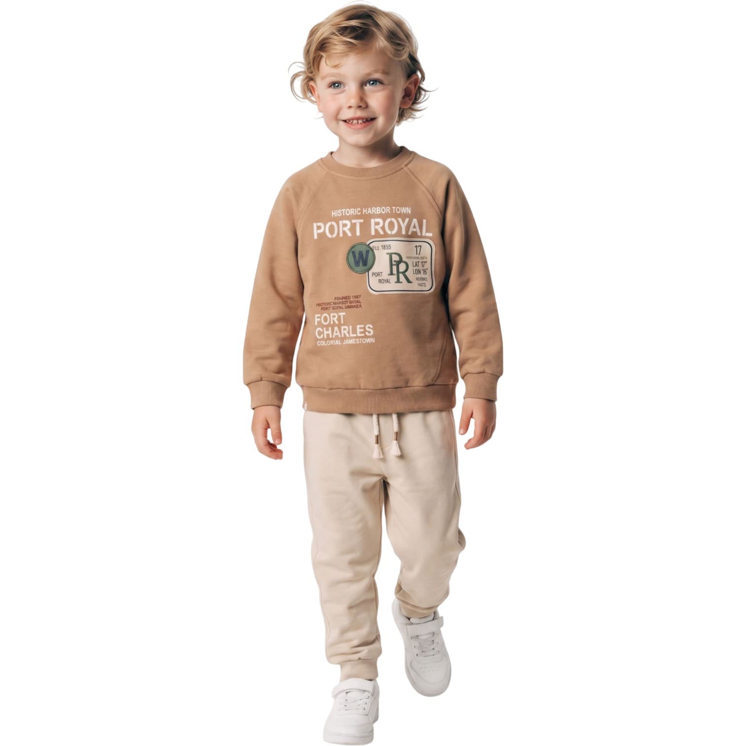 Erkek Çocuk Tipografi Baskılı Sweatshirt ve Beli Bağcıklı Eşofman Altı 2'li Takım