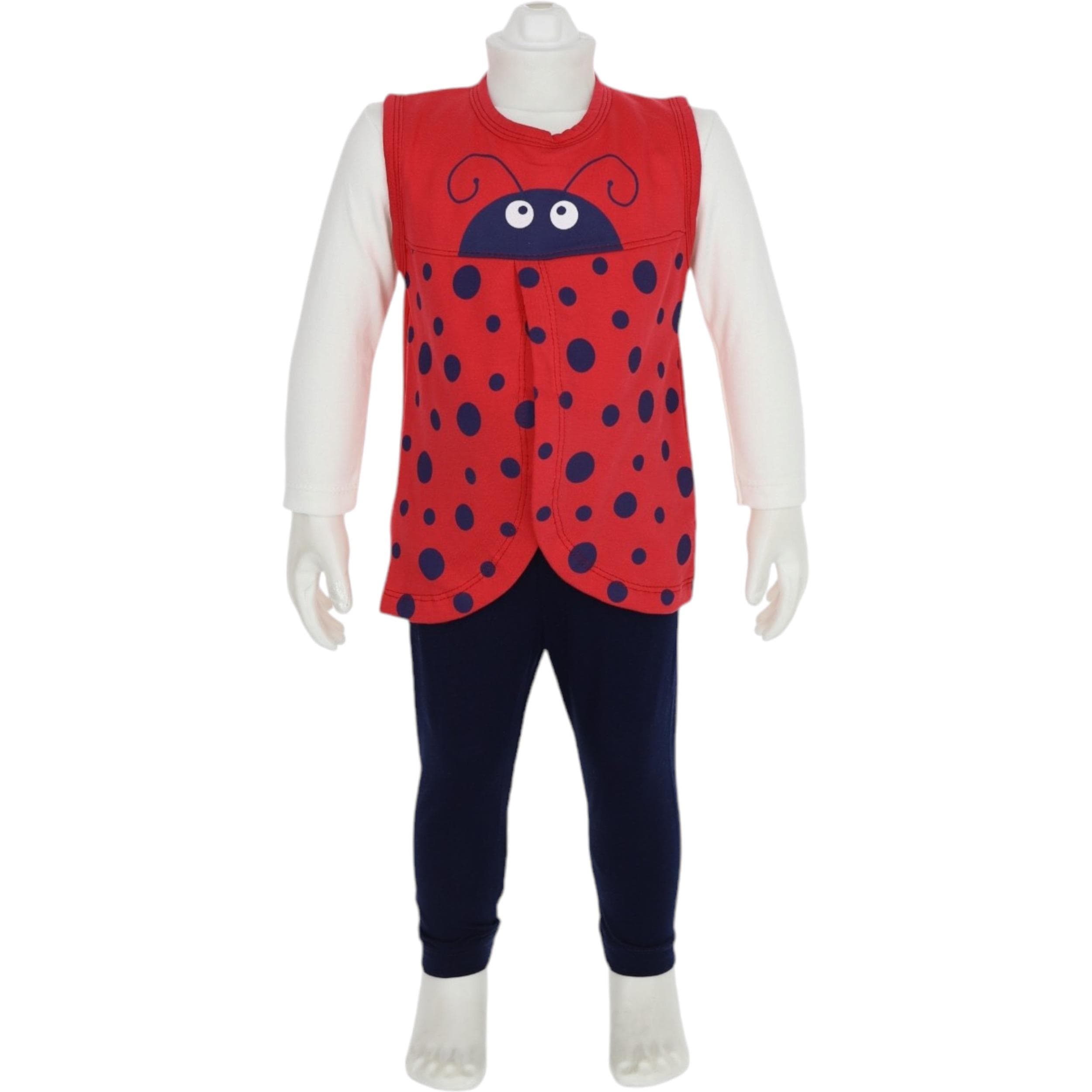 Uğur böcekli kız bebek takım toptan 6-9-12 ay