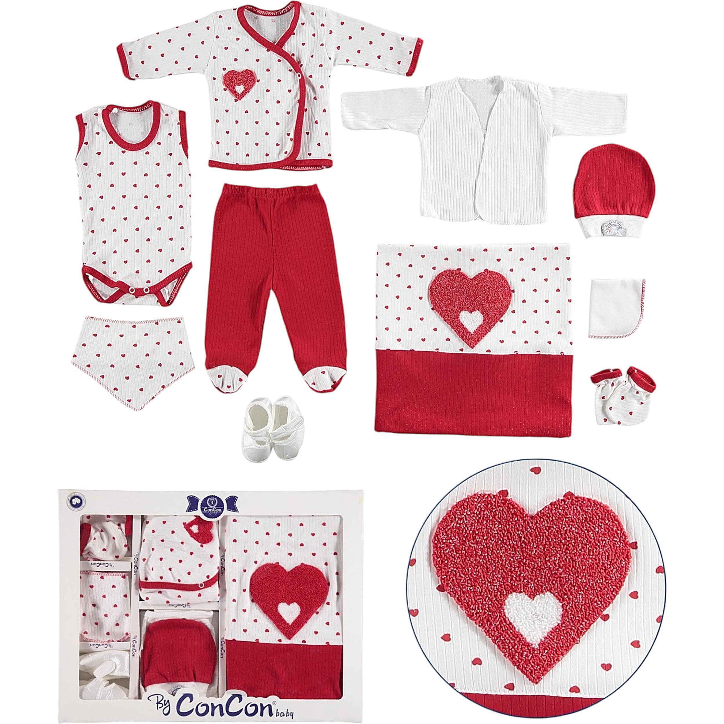 Cc717 lüx kalpli love kutulu yenidoğan giyim toptan 10lu set