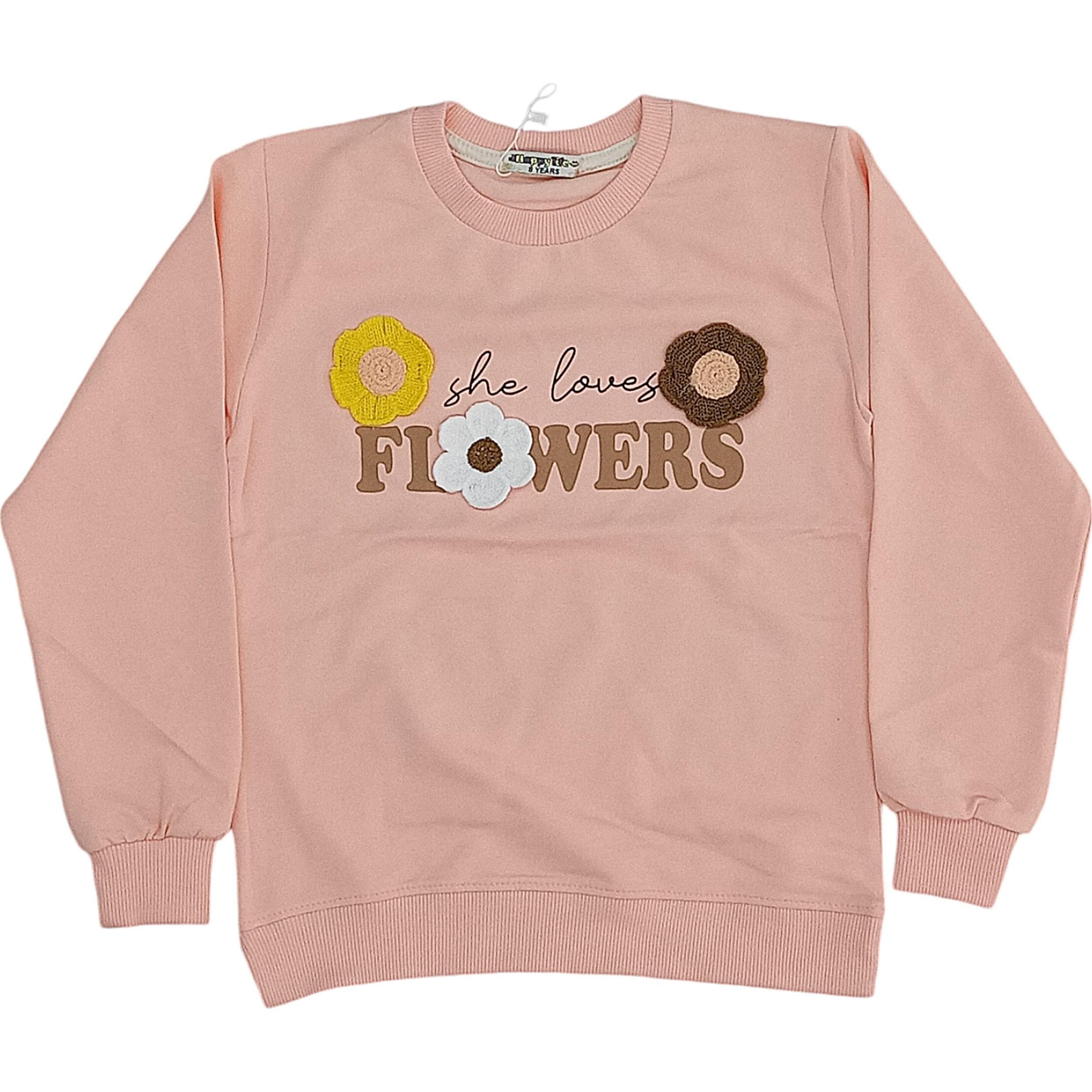 Flowers kız çocuk sweat toptan 5-6-7-8 yaş