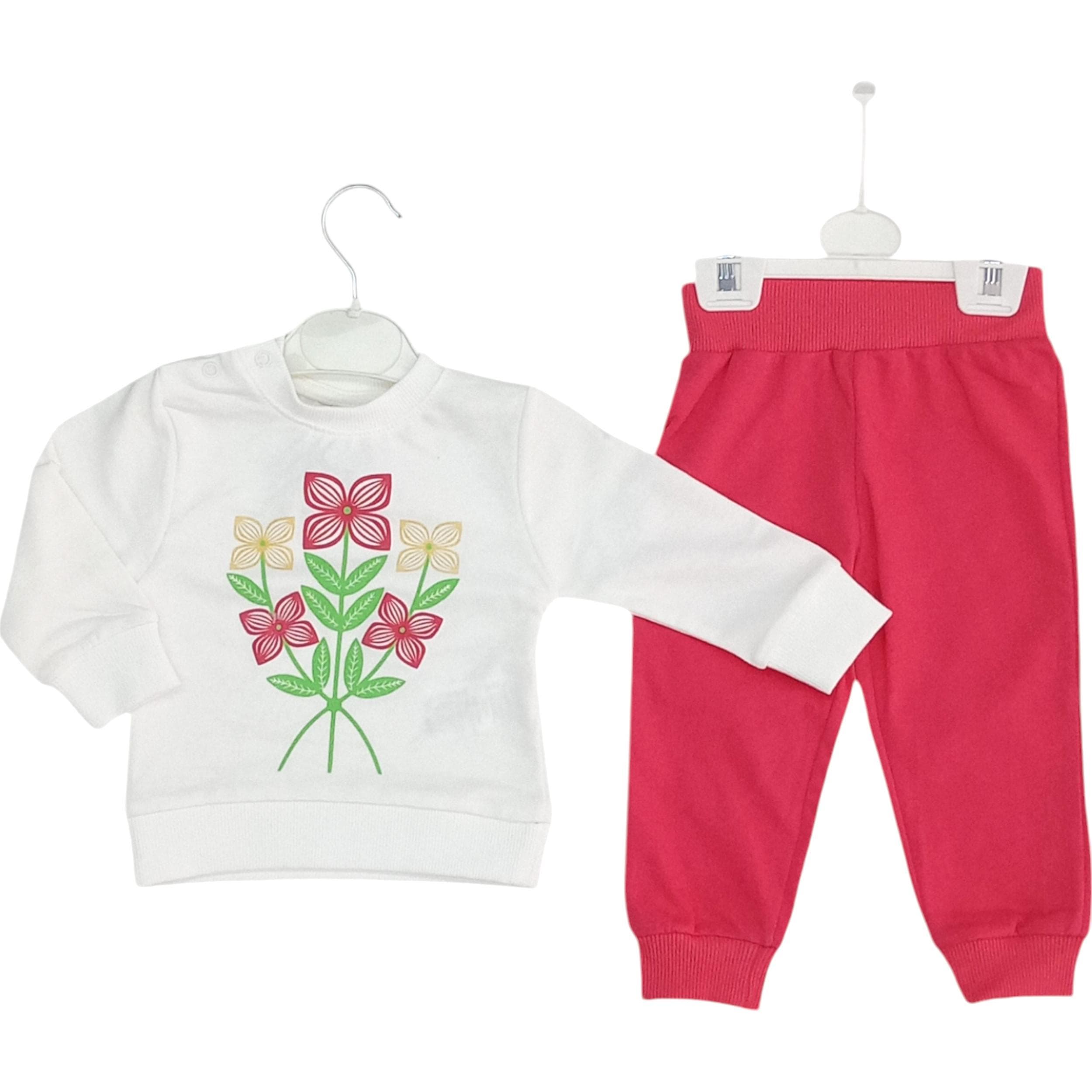 İkili kız bebek takım toptan - organik pamuk 6-9-12-18 ay