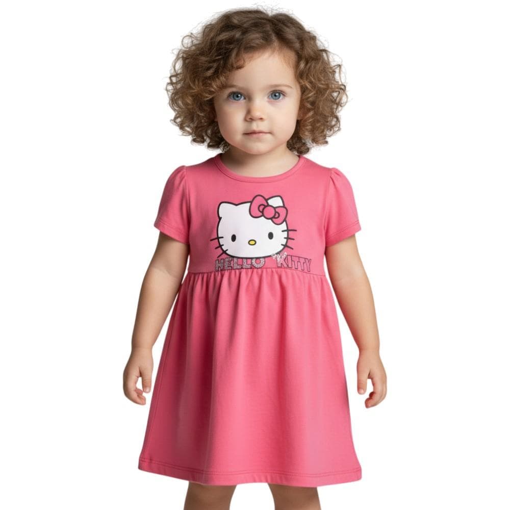 Hello Kitty baskılı günlük çocuk elbisesi